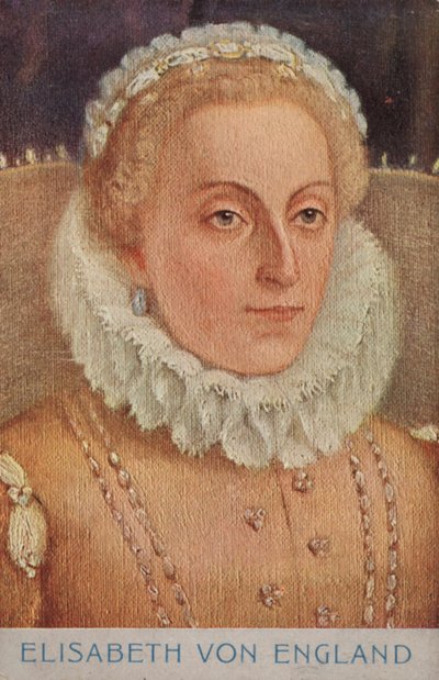 Dronning Elizabeth I (farvelitografi) af European School