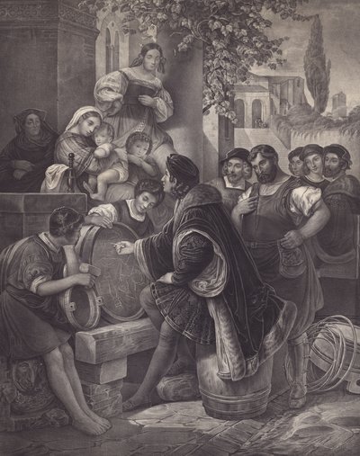 Raphael skitserer jomfruen og barnet (litho) af European School