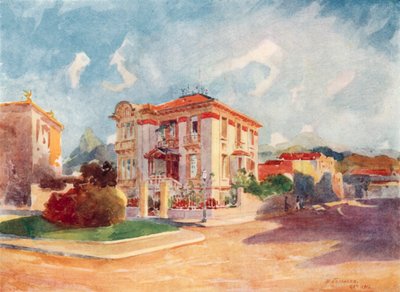S.E. Dr. Pedro de Toledo, tidligere landbrugsministers bolig, Avenida Beira Mar (farvelitografi) af European School