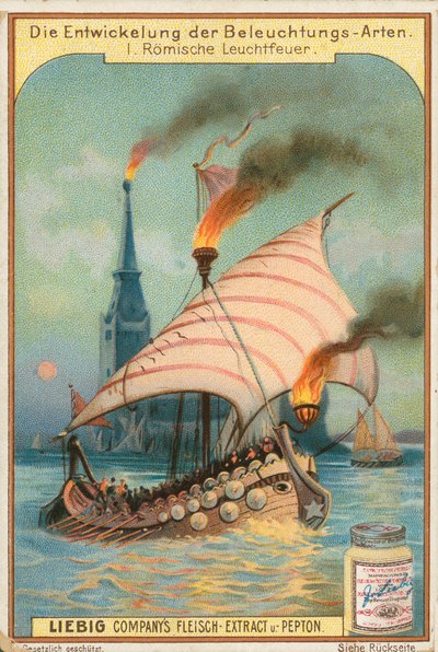 Romersk galeon, Liebig-kort, begyndelsen af det 20. århundrede (chromo) af European School