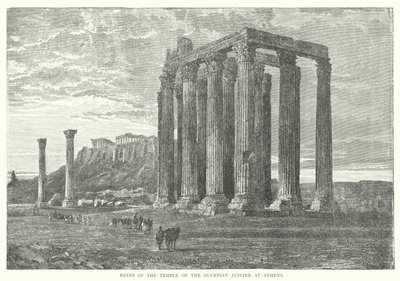 Ruinerne af den olympiske Jupiters tempel i Athen (gravering) af European School