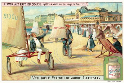 Sandyacht på stranden ved Biarritz (chromolitho) af European School