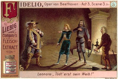 Scene fra Beethovens opera Fidelio (chromolitho) af European School