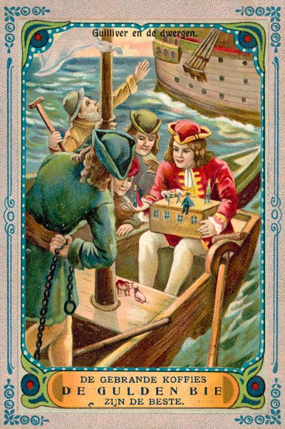 Scene fra Gullivers rejser (chromolitho) af European School