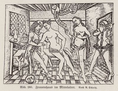 Scene i et Frauenhaus, et tysk bordel fra senmiddelalderen (stik) af European School