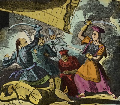 Shing Shi eller Ching Shih (død 1844). Kinesisk piratkvinde fra det 19. århundrede. Hun kommanderede en rigtig flåde, hvormed hun besejrede admiral Kwo Lang. af European School