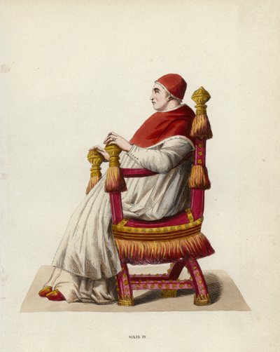Sixte IV (farvet gravering) af European School
