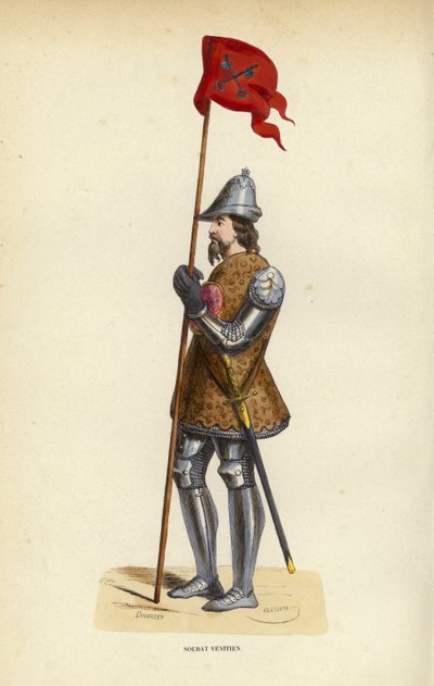 Soldat Venitien (farvet gravering) af European School