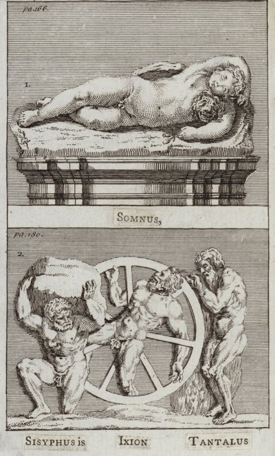 Søvn, Sisyfos, Ixion, Tantalus (gravering) af European School