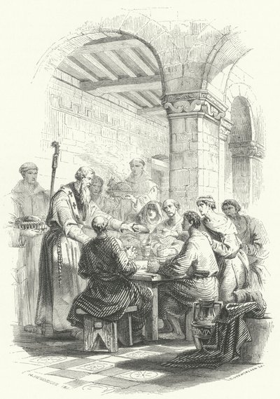 St Eligius serverer mad til de fattige (gravering) af European School