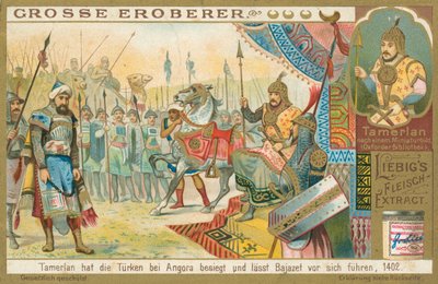 Tamburlaine besejrer Bajazeth, Liebig-kort, begyndelsen af det 20. århundrede (chromo) af European School