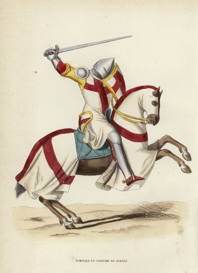 Templar i krigskostume (farvet gravering) af European School