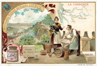 Charente og udsigt over Angouleme (chromolitho) af European School