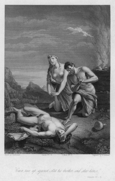 Den første død, Genesis IV, 8 (gravering) af European School