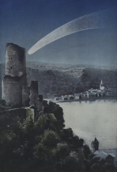 Den store komet fra 1811 (farve litho) af European School