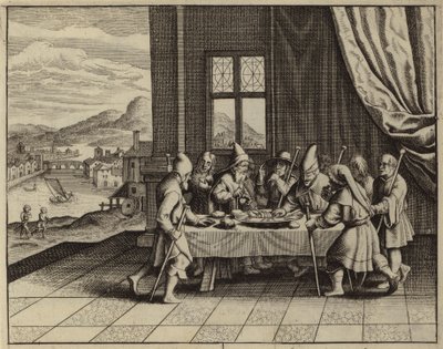 Israelitterne befalede af Gud at spise påskelammet (gravering) af European School