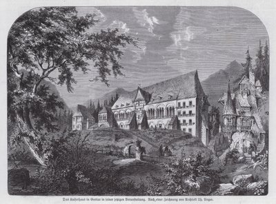 Kaiserhaus, kejserpalads i Goslar, Tyskland (gravering) af European School