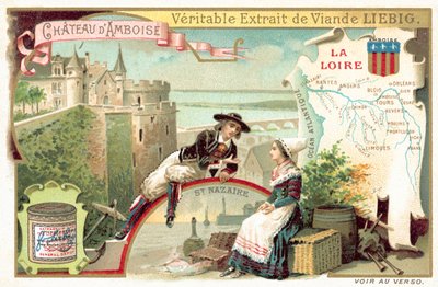 Loire og udsigt over slottet Amboise (chromolitho) af European School