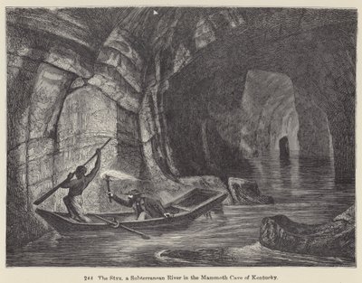 The Styx, en underjordisk flod i Mammoth Cave of Kentucky (gravering) af European School