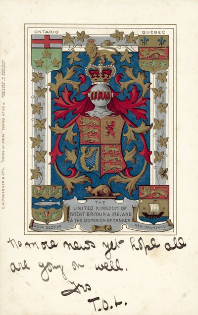 The United Kingdom of Great Britain and Ireland og The Dominion of Canada (farvelitografi) af European School