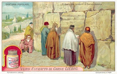 Grædemuren i Jerusalem (chromolitho) af European School