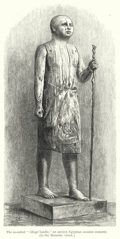 Den såkaldte "landsbyperle", en gammel egyptisk træstatuette (gravering) af European School