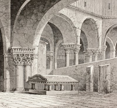 Godfrey de Bouillons grav i Den Hellige Gravs Kirke, Jerusalem, ca. 1880 af European School