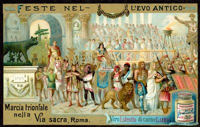 Triumfal march langs Via Sacra, Rom (Chromolitho) af European School