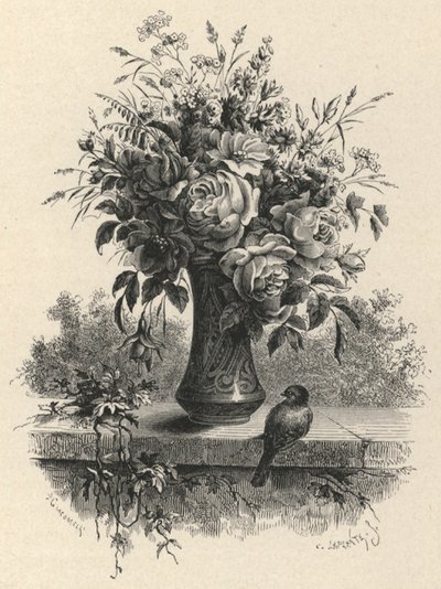 Vase med blomster (gravering) af European School