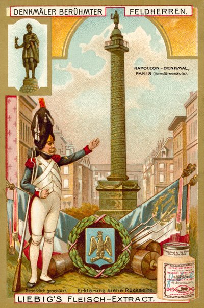 Vendome-søjlen, monument til Napoleon, Paris (chromolitho) af European School