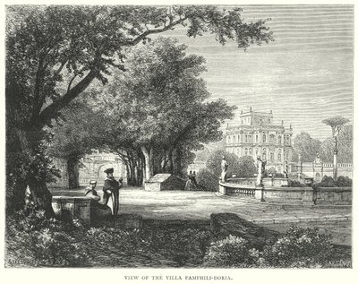 Udsigt over Villa Pamphili-Doria (kobberstik) af European School