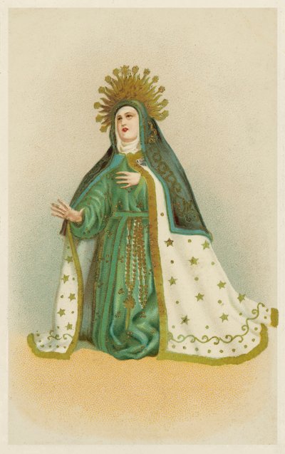 Jomfru Maria (chromolitho) af European School