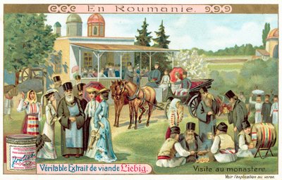 Besøg i et kloster i Rumænien (chromolitho) af European School