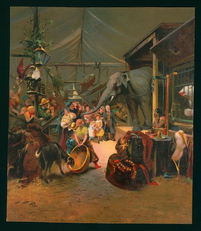 Besøgende i et menageri (chromolitho) af European School