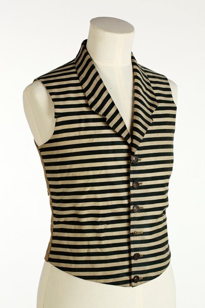 Vest med mørkegrønne og hvide vandrette striber, ca. 1800-50 (silke & uld) af European School