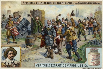 Wallenstein visiting the entrenchments before Nuremberg, 1632  af European School