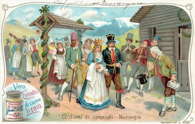Bryllupsoptog i Norge (chromolitho) af European School