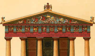 Den vestlige facade af Athenatemplet i Aegina af European School