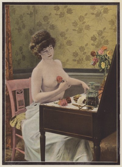 Kvinde før spejlet (farve litho) af European School