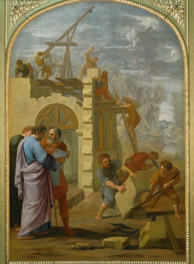 Saint Bruno fait construire le monastere - Saint Bruno beordrer opførelsen af klosteret ... af Eustache (studio of) Le Sueur