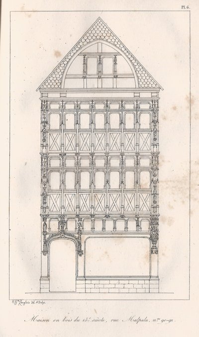 15. århundrede træhus rue Malpalu n ° 90-92 af Eustache Hyacinthe Langlois