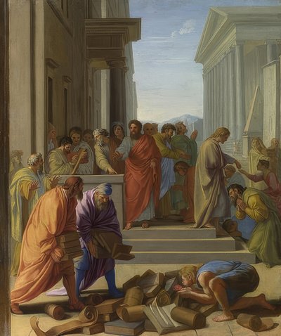 Apostlen Paulus prædiker i Efesos. 1649 af Eustache Le Sueur