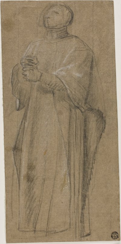 Studie til præst, der bærer krans af Eustache Le Sueur
