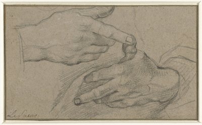 Studie af to hænder af Eustache Lesueur