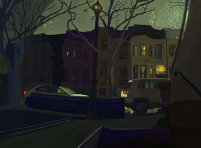 6 AM South Side of Street, Prospect Park (digital kunst) af Evan Sklar