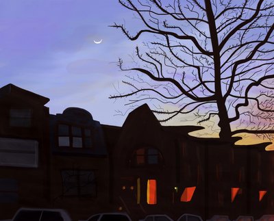 9th Street, Brooklyn, 2016 (håndtegnet på en iPad med en Apple-blyant) af Evan Sklar