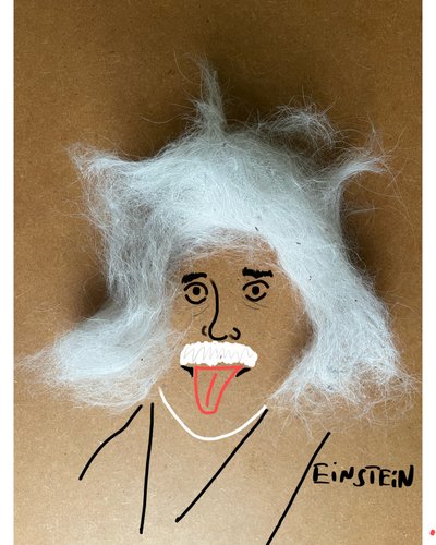 Albert Einstein (collage-tegning) af Evan Sklar