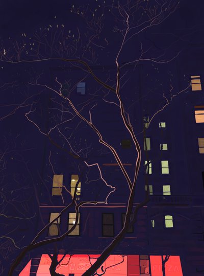 Ved daggry, Brooklyn (digital kunst) af Evan Sklar