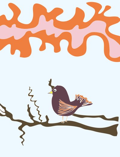 Bird On Branch, 2015 (håndtegnet på en iPad med en Apple-blyant) af Evan Sklar