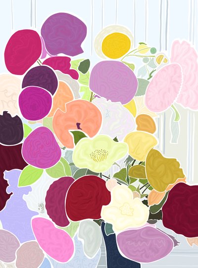 Blomsterbuket, 2025 (digital kunst) af Evan Sklar